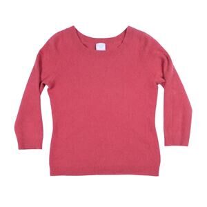 Garnet Hill 90% Cashmere sweater boatneck pink coral soft sz M 3/4 sleeve